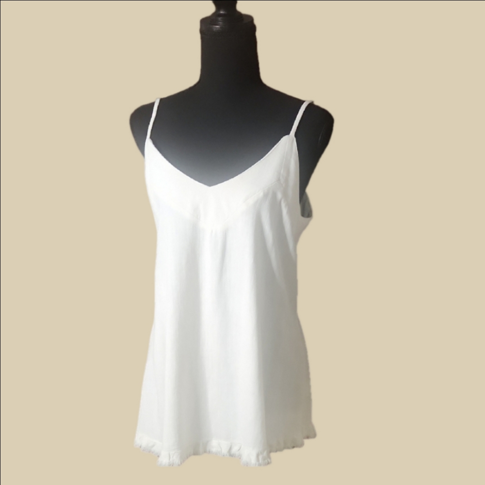 Umgee Sleeveless Top with Frayed Hem, Size Small
